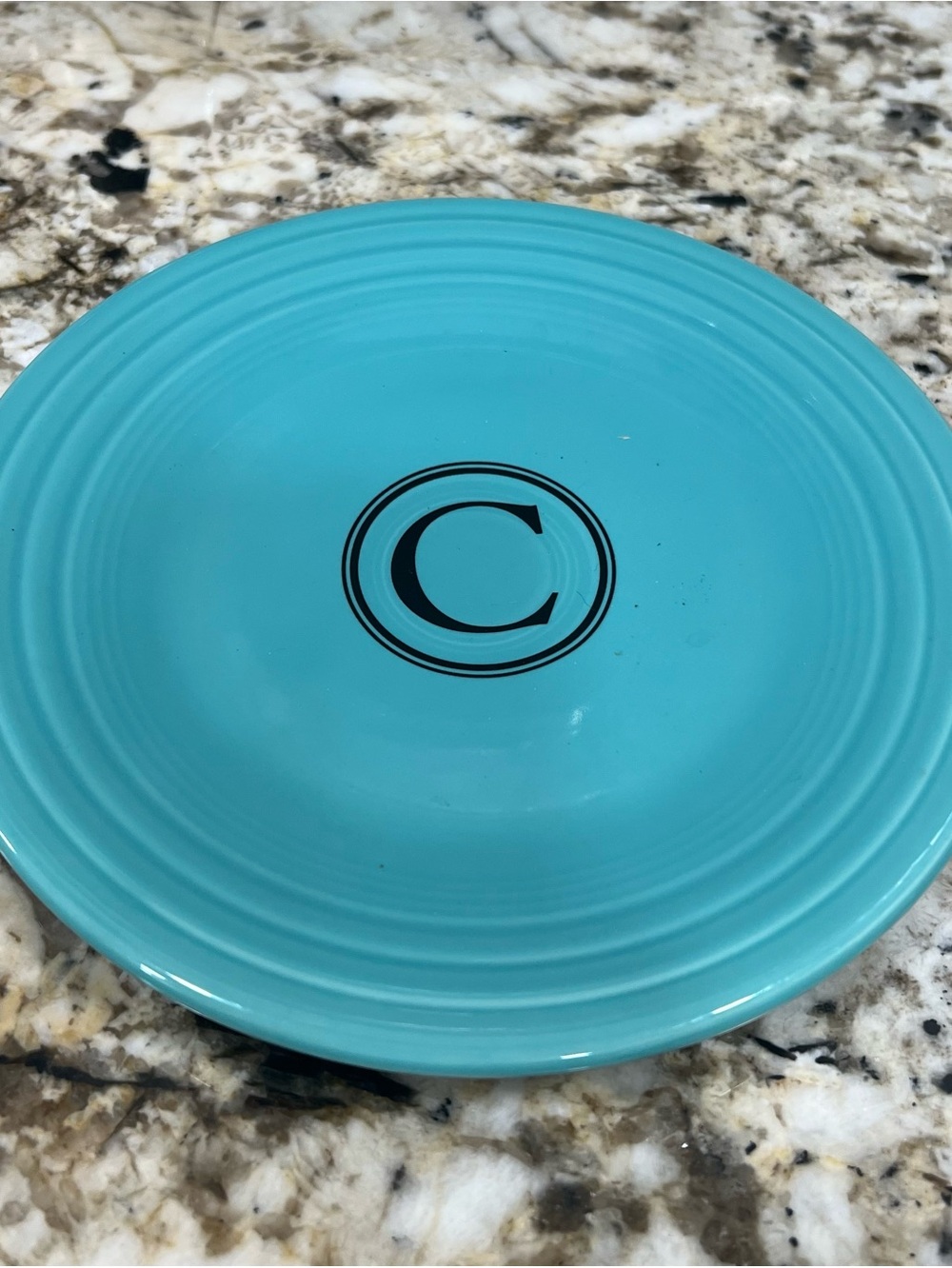 Fiesta Turquoise Ceramic Plate with Center Logo